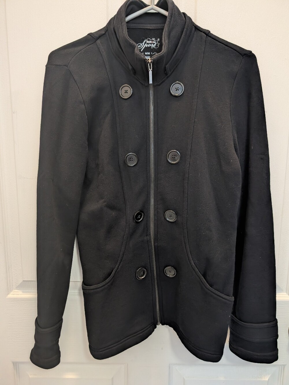 Women's  Black Double-Breasted Zip Front Jacket